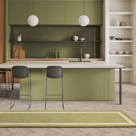 Runner rug from Albi Green collection in kitchen