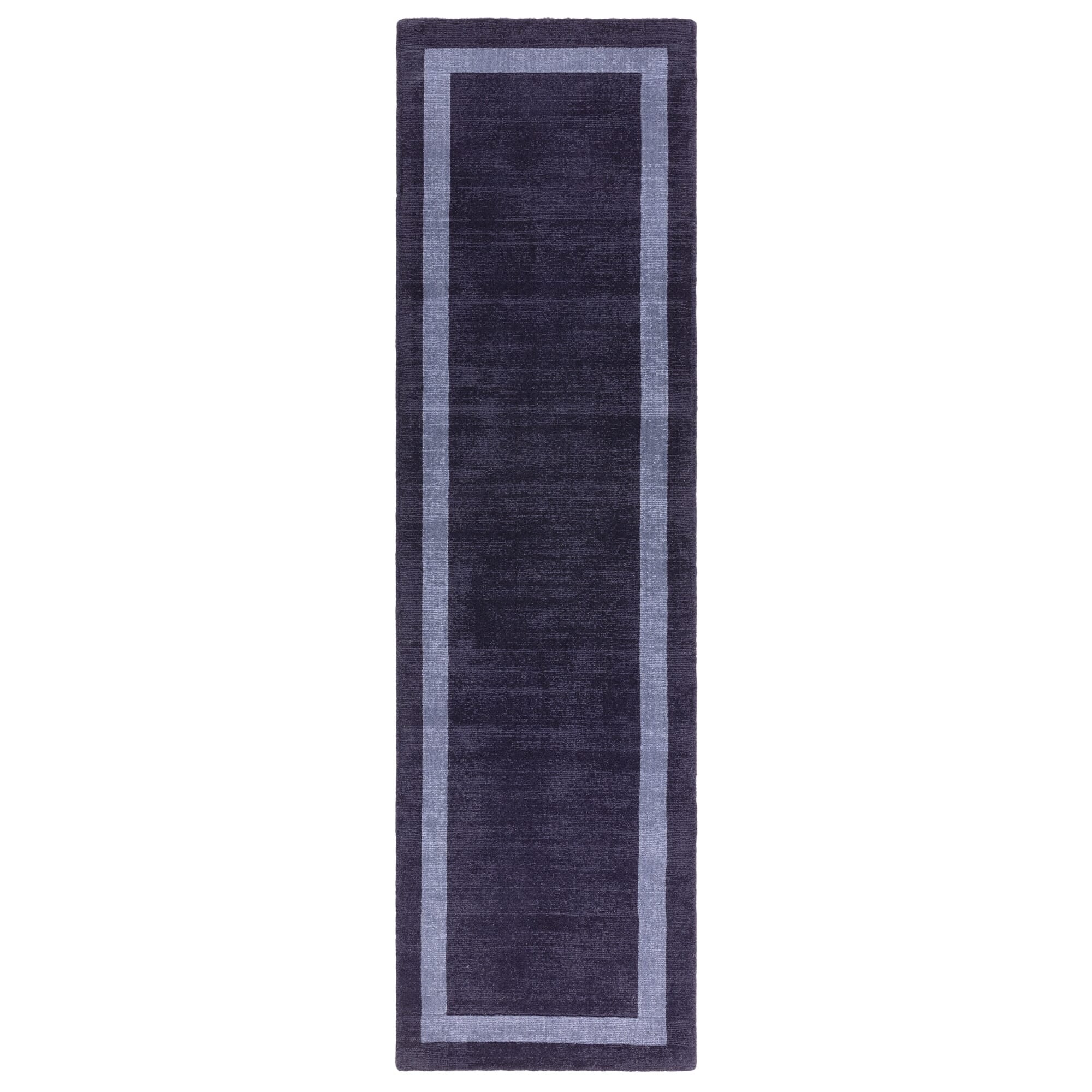 Dark blue hallway runner in natural wool

