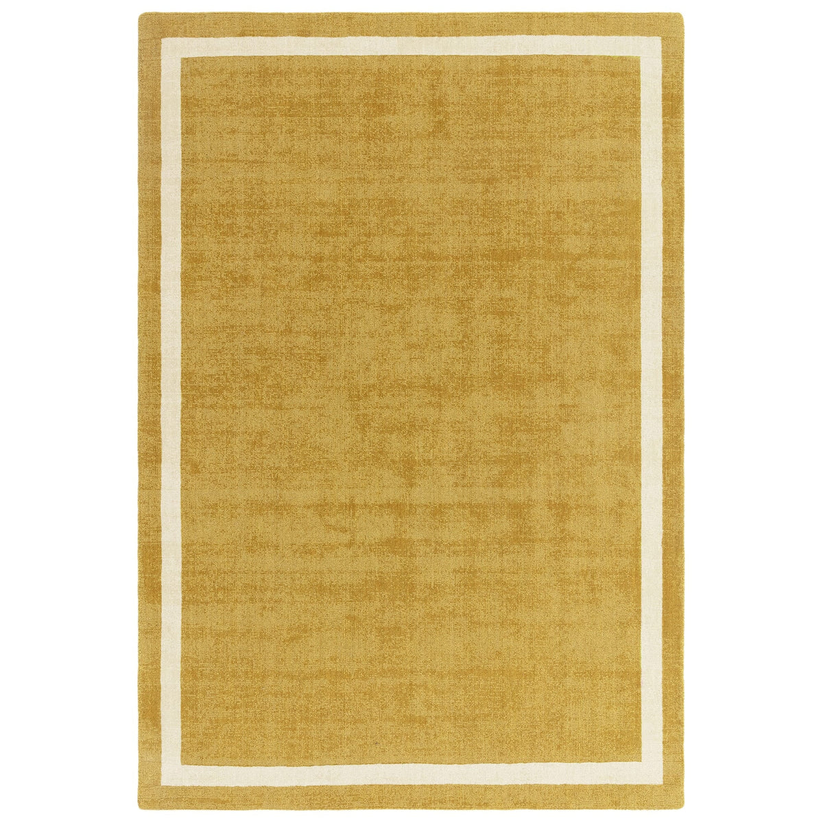 Handwoven 100% wool rug in ochre

