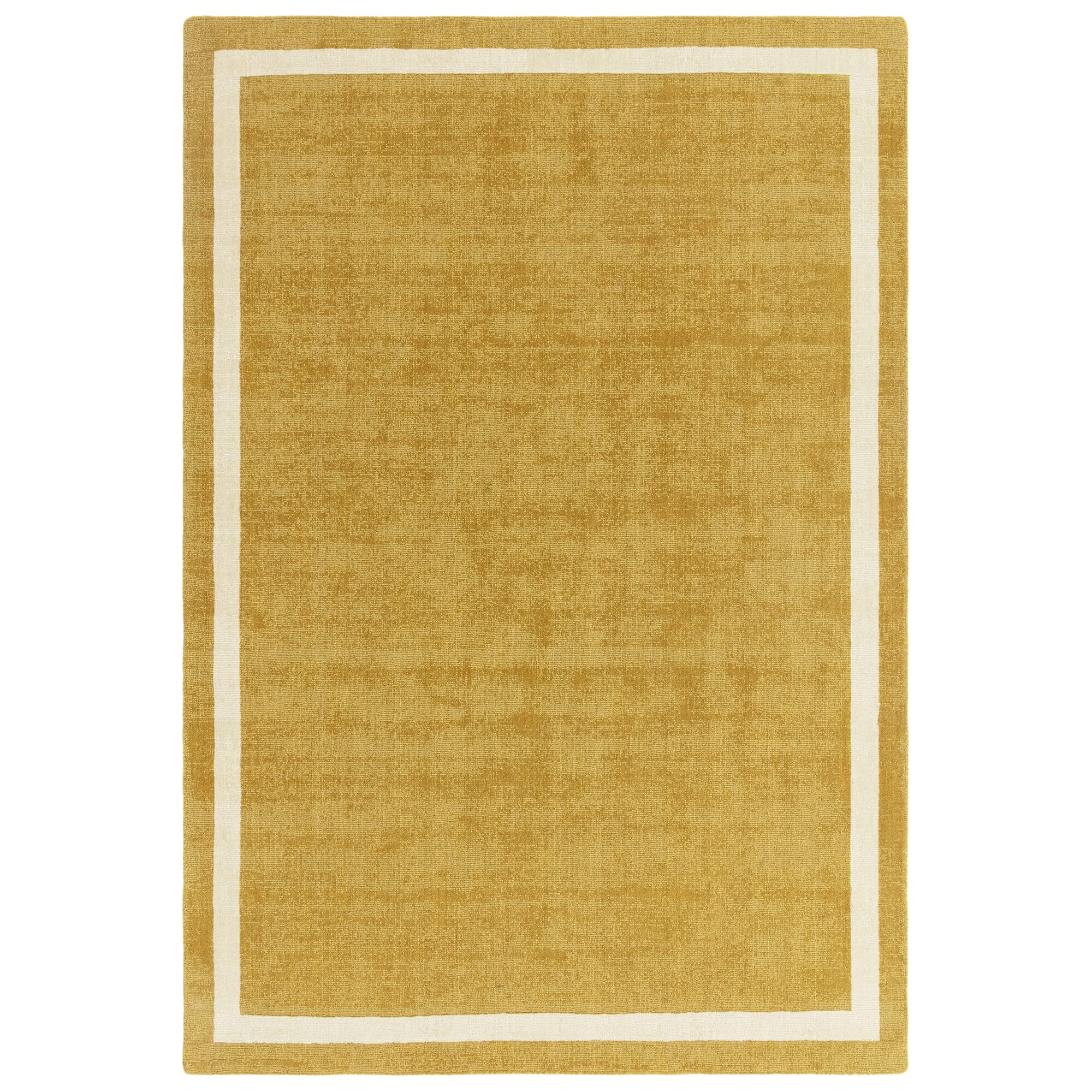 Handwoven 100% wool rug in ochre

