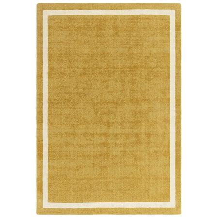 Handwoven 100% wool rug in ochre

