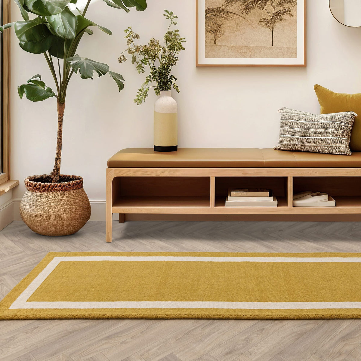 Yellow hallway runner from Albi range in hallway