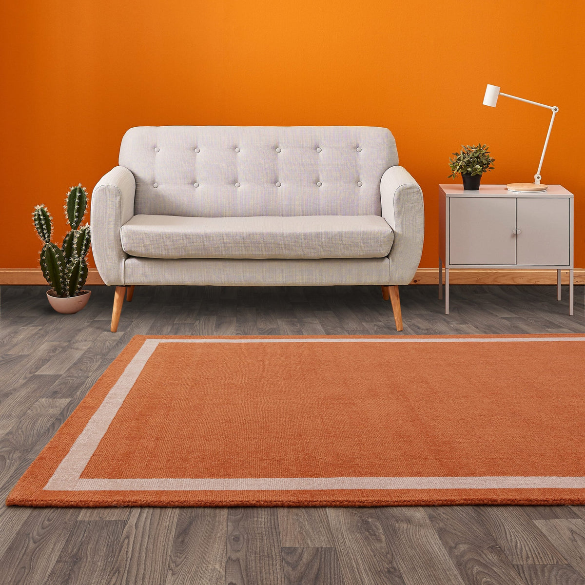 Albi Orange Rug in bold earthy tone

