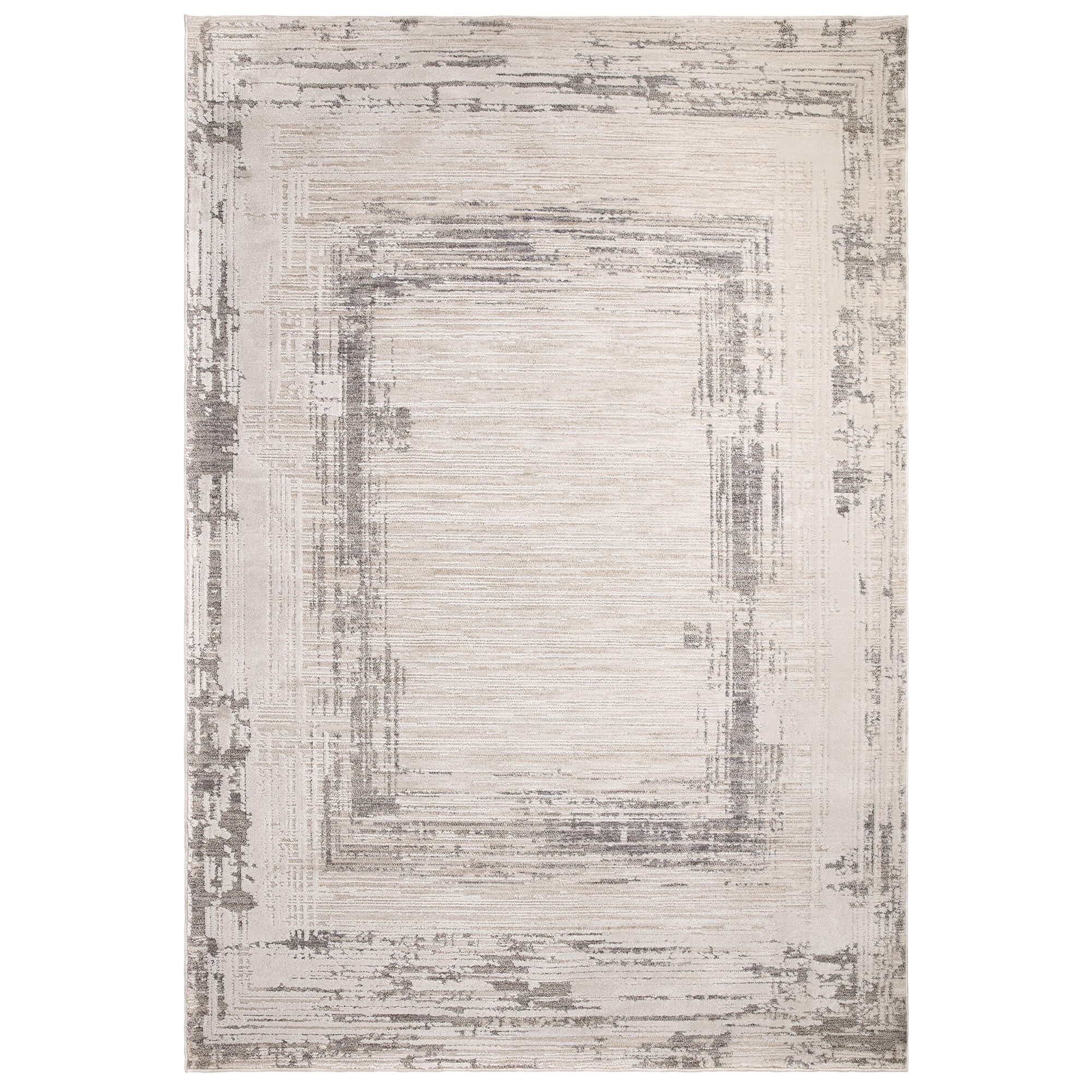 Stripe patterned rug in ivory, beige and grey

