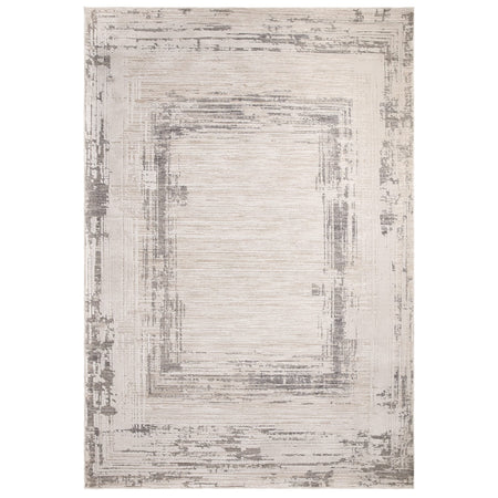 Stripe patterned rug in ivory, beige and grey

