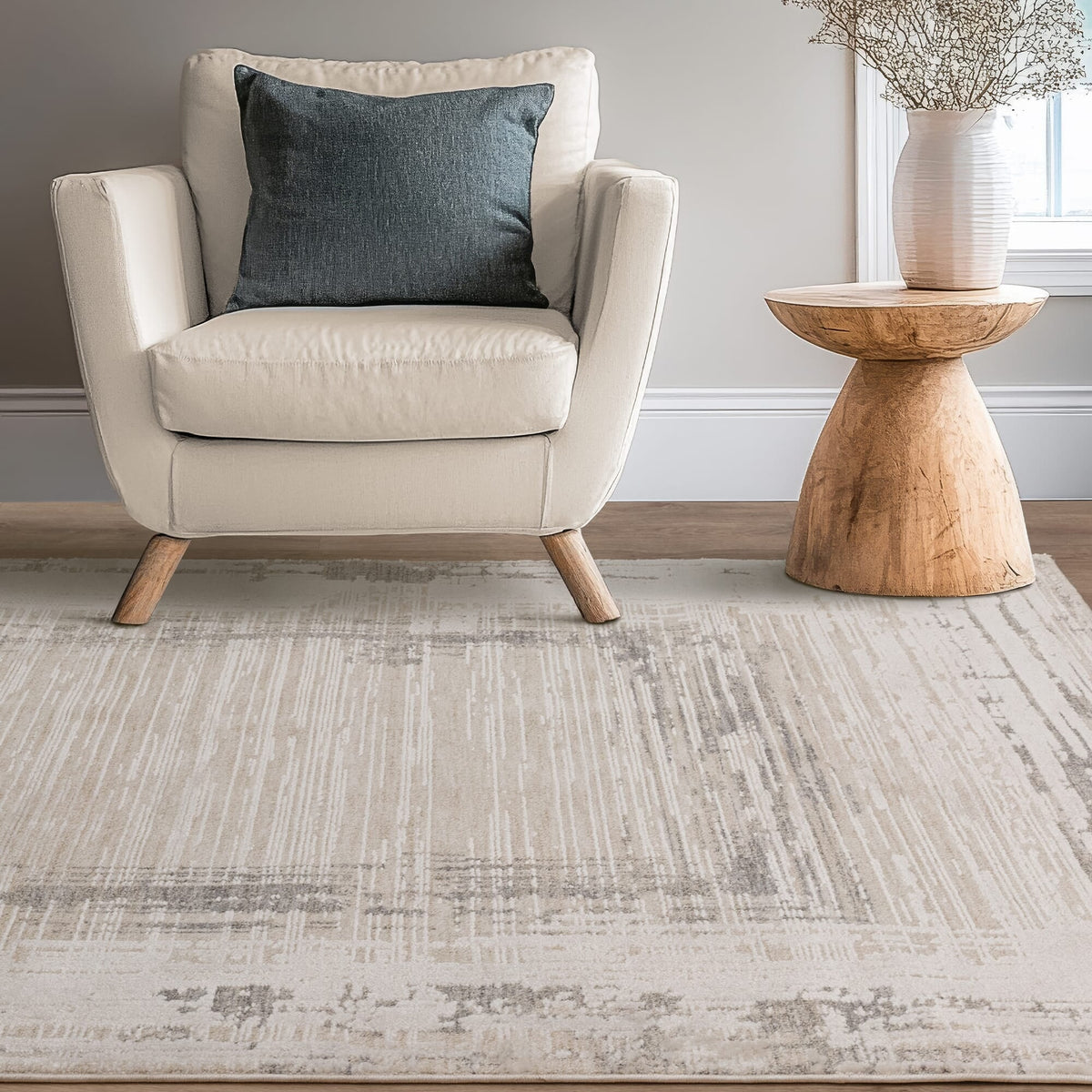 Anders AN06 rug in a modern neutral living space

