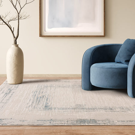 Anders AN07 rug styled in a modern rustic room

