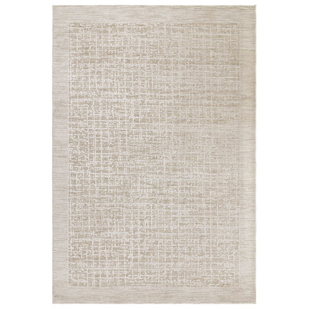 Minimalist grid pattern rug in ivory and beige

