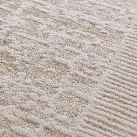 Light-toned rug with clean lines and soft texture

