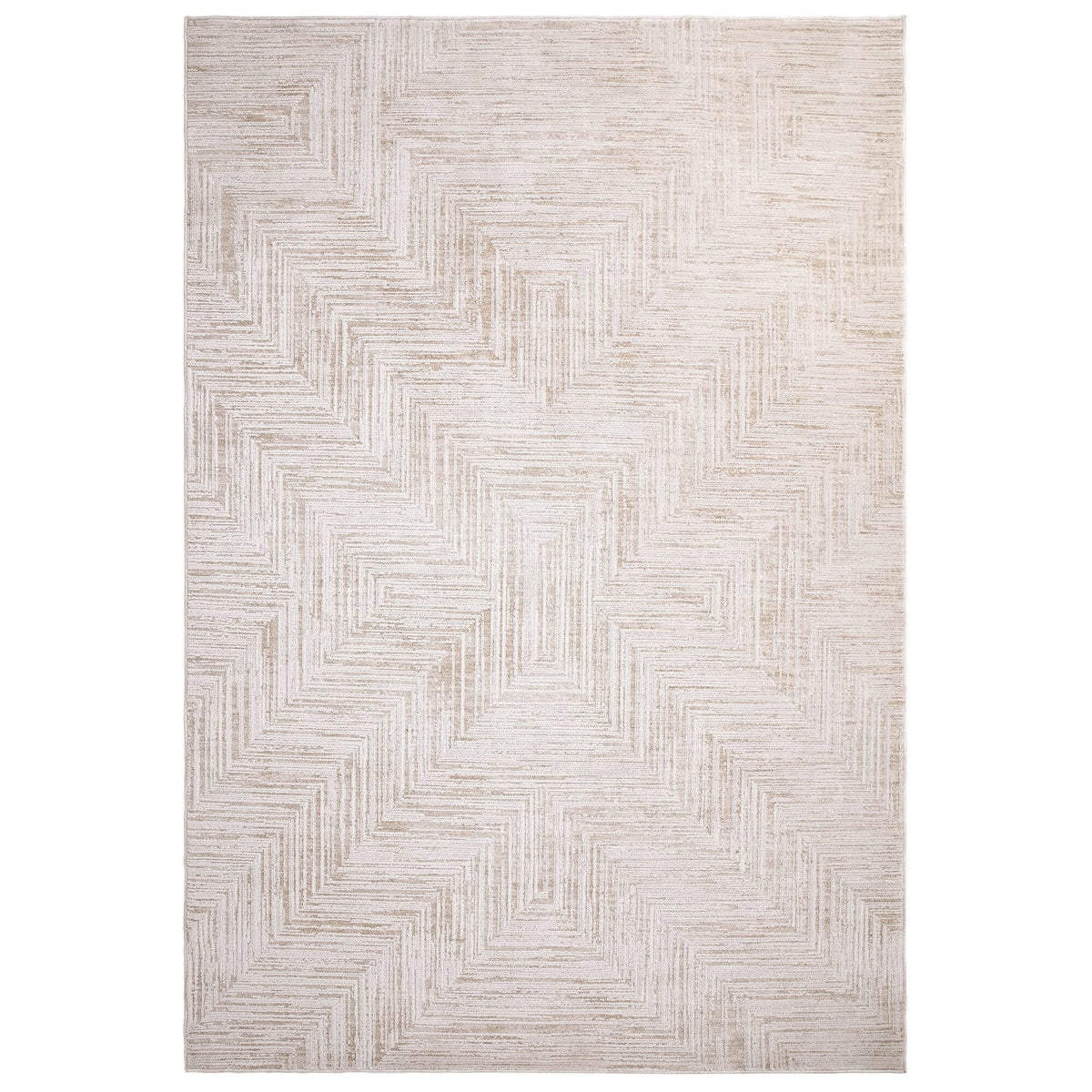 Neutral area rug in living room interior


