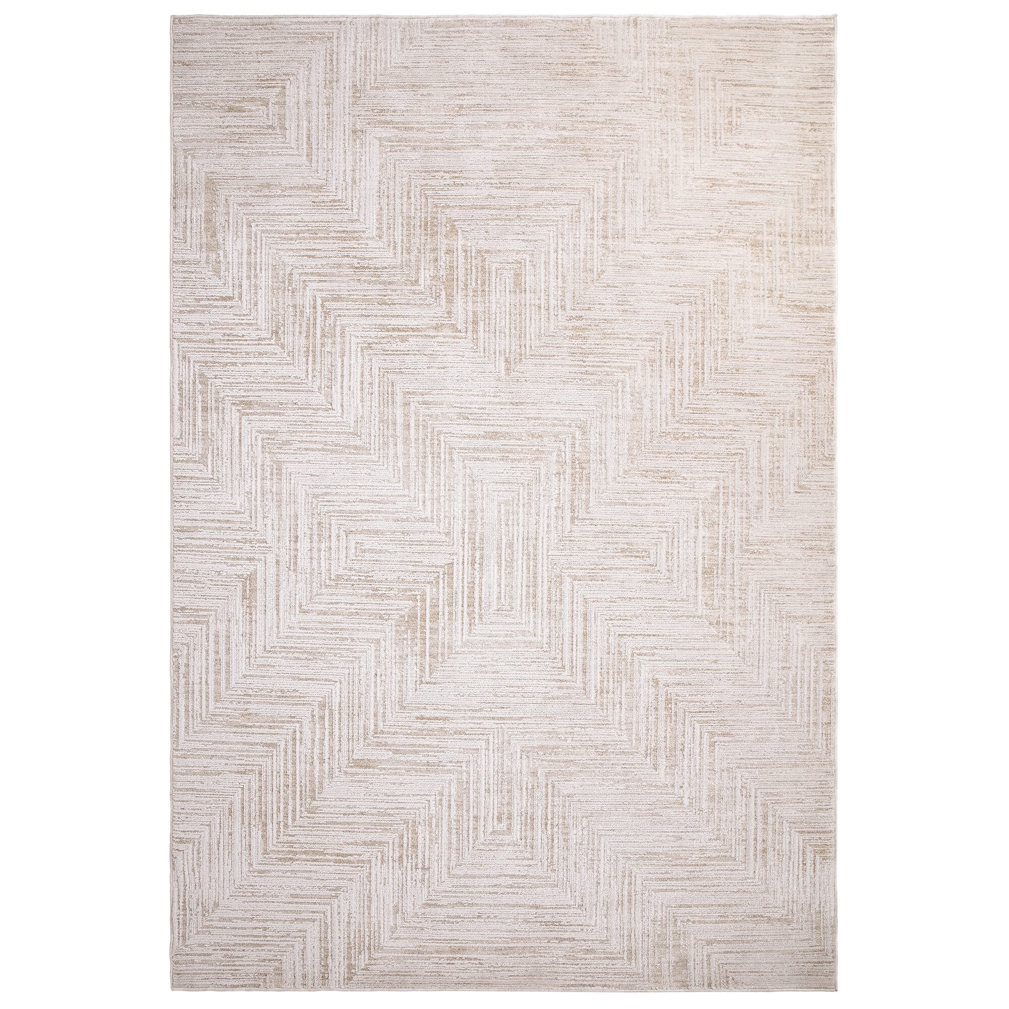 Neutral area rug in living room interior

