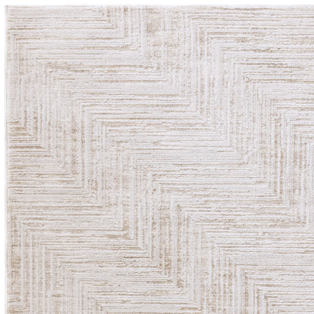 Calm-toned rug styled in natural décor

