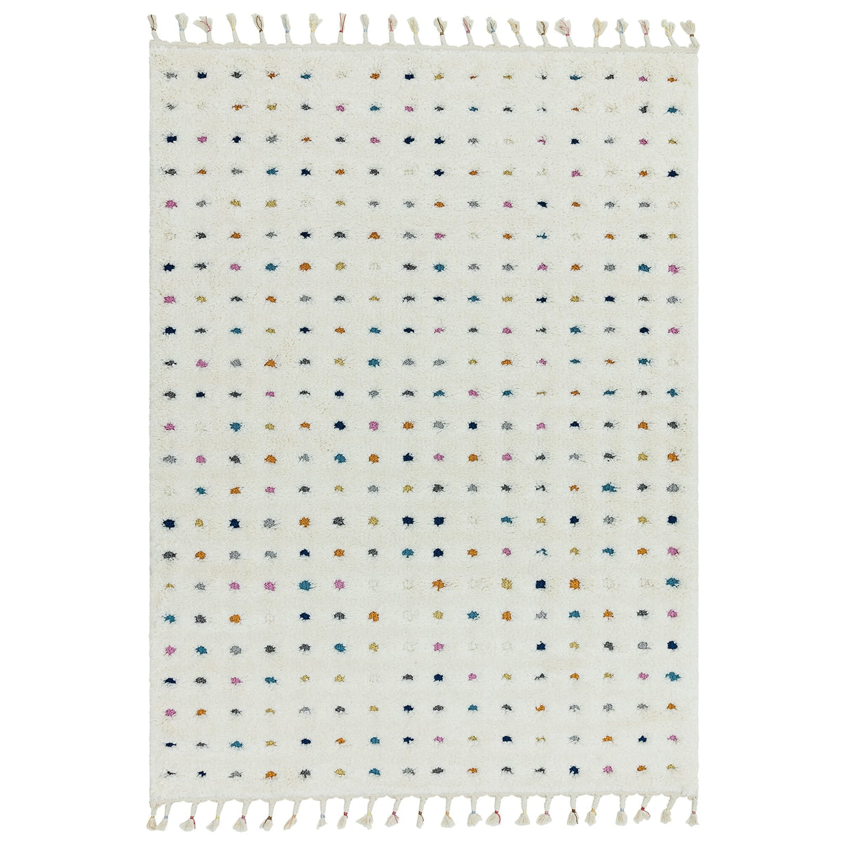 Moroccan shaggy rug with multicolour dots

