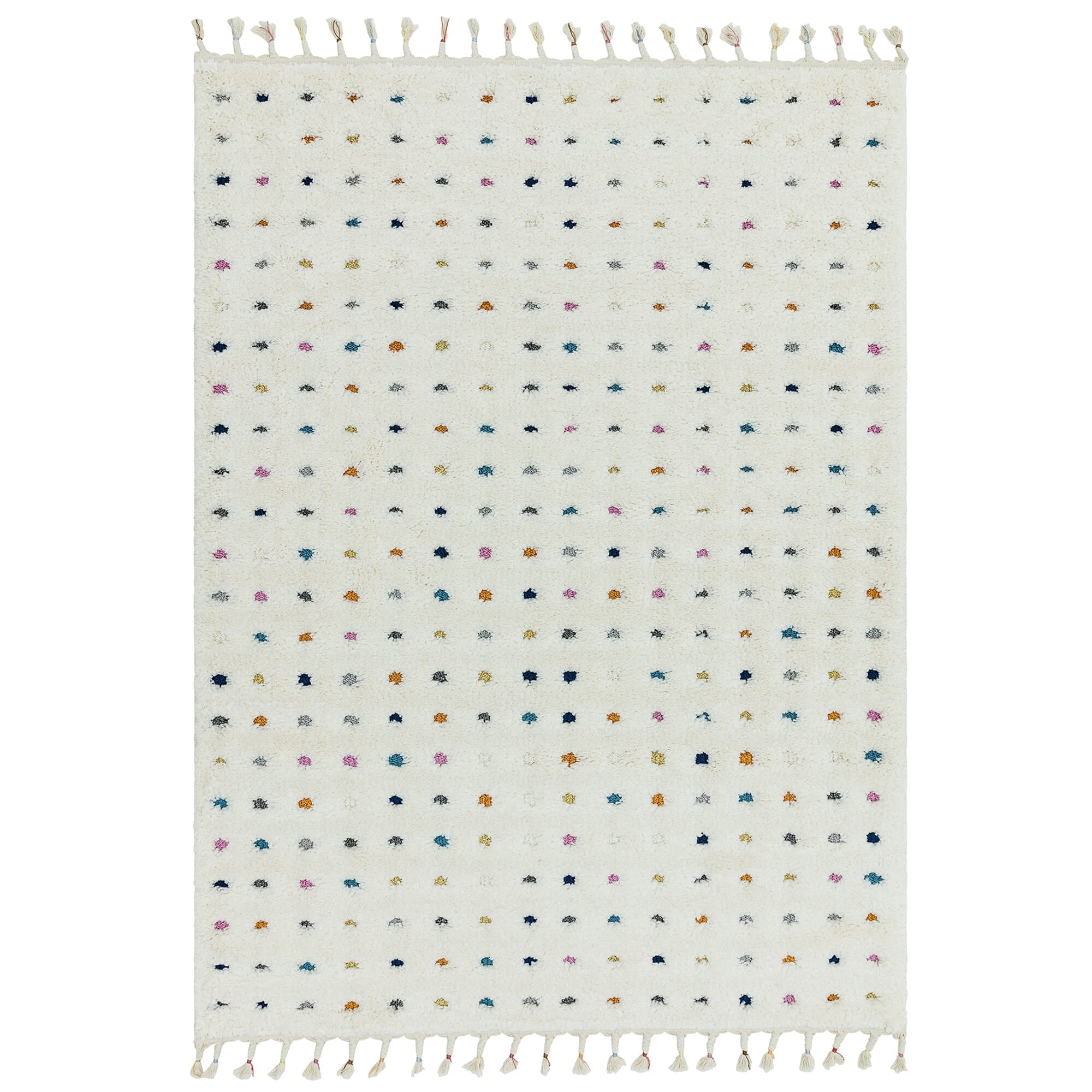 Moroccan shaggy rug with multicolour dots

