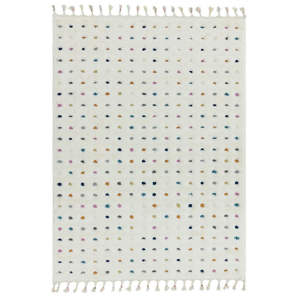 Moroccan shaggy rug with multicolour dots

