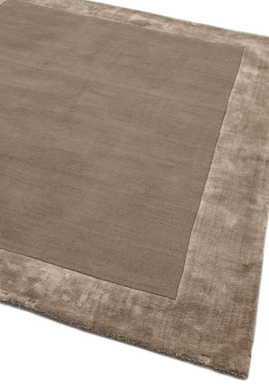 Hand woven taupe border rug

