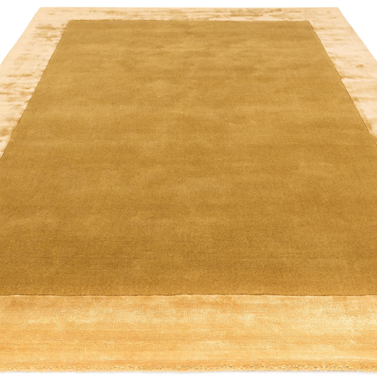 Elegant hand woven gold border rug

