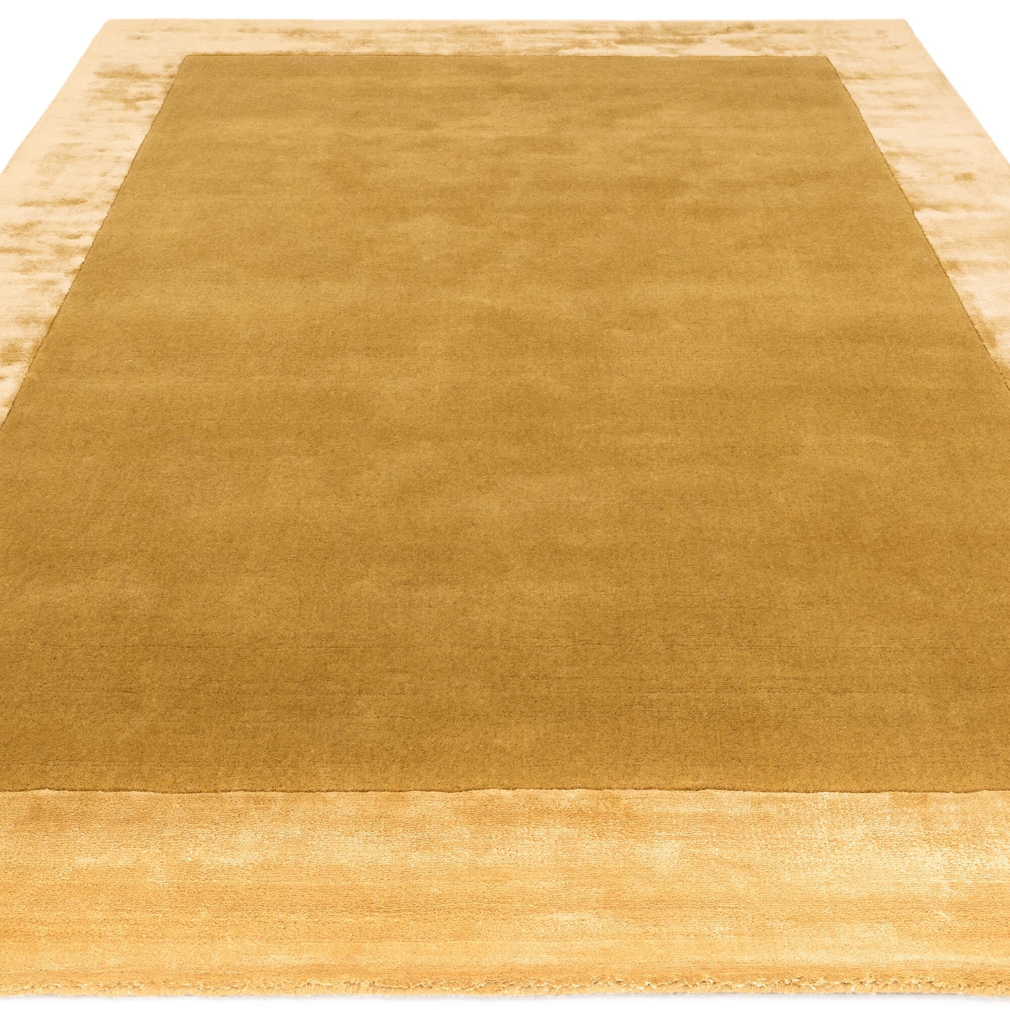 Elegant hand woven gold border rug

