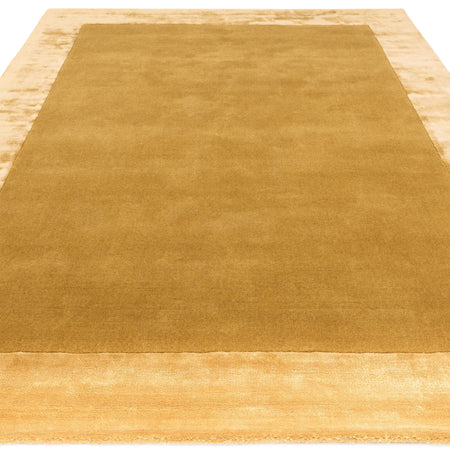 Elegant hand woven gold border rug

