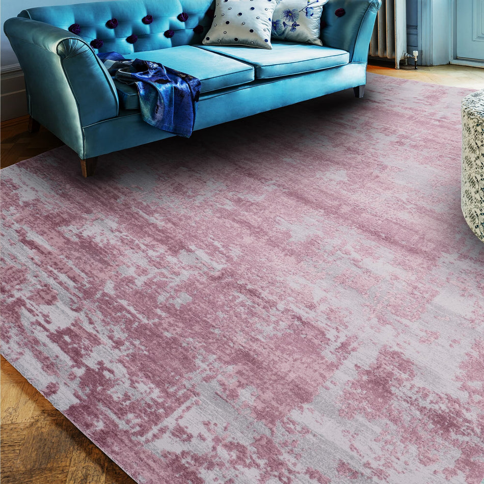Abstract lavender rug in modern room

