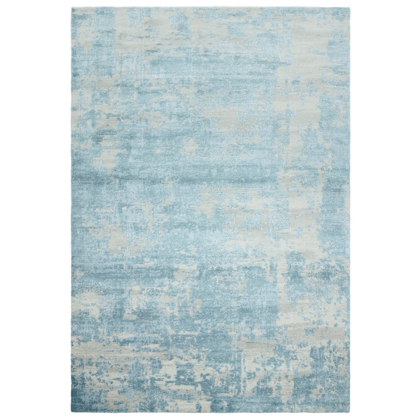 High-shine blue rug with abstract design

