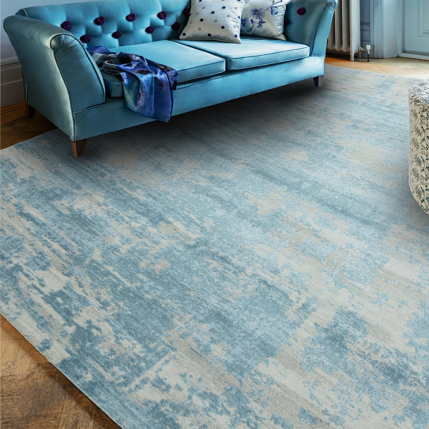 Astral New Blue Rug AS11 in modern living space

