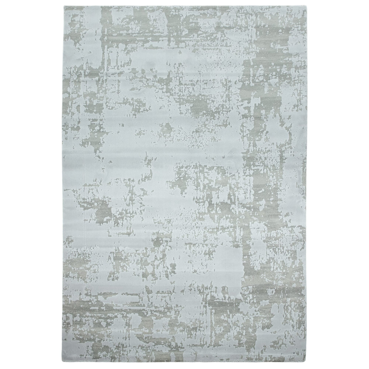 High-shine silver rug with metallic finish

