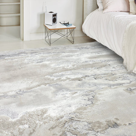 Cloud Metallic Runner Rug in modern bedroom