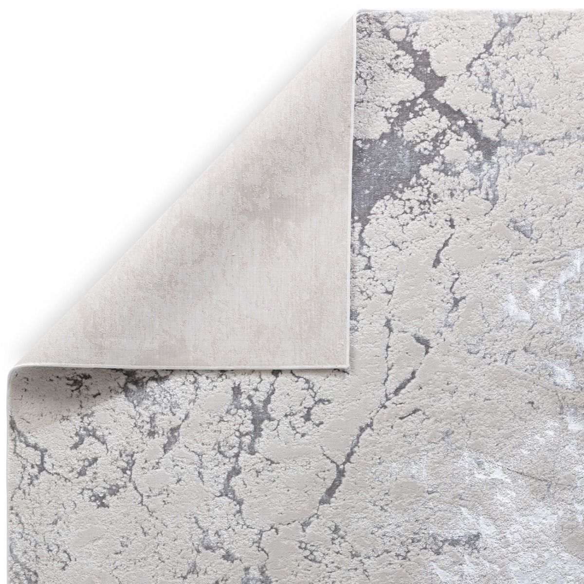 Aurora Solar Metallic Silver Rug AU03 - Asiatic showing backing of the rug