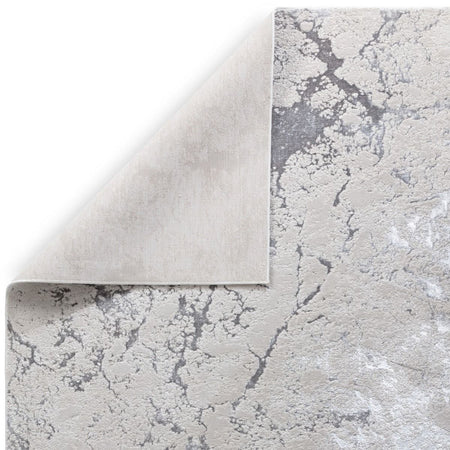 Aurora Solar Metallic Silver Rug AU03 - Asiatic showing backing of the rug