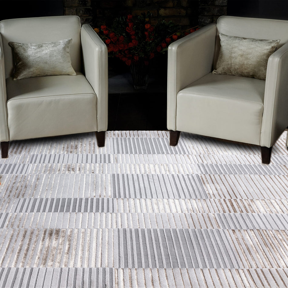 Ripple Metallic Rug in modern interior


