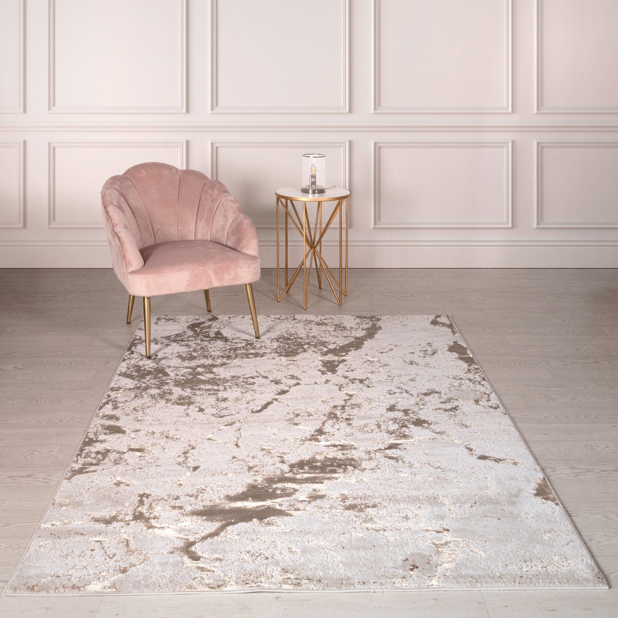 Strata Metallic Rug in modern interior livingroom

