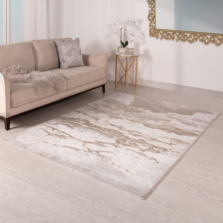 Linea Metallic Rug in modern living room

