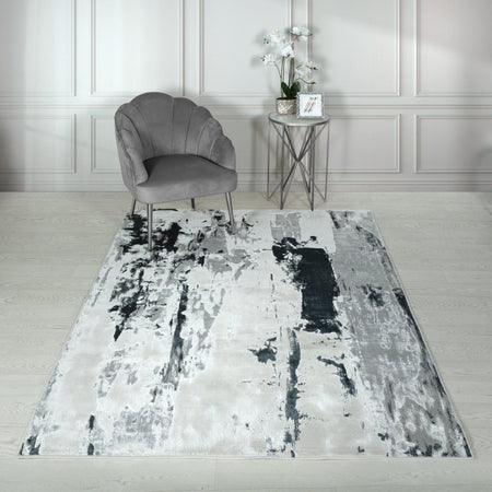Glacier Metallic Silver Rug in modern interior


