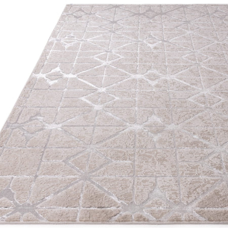 Soft shimmering lattice rug pile detail

