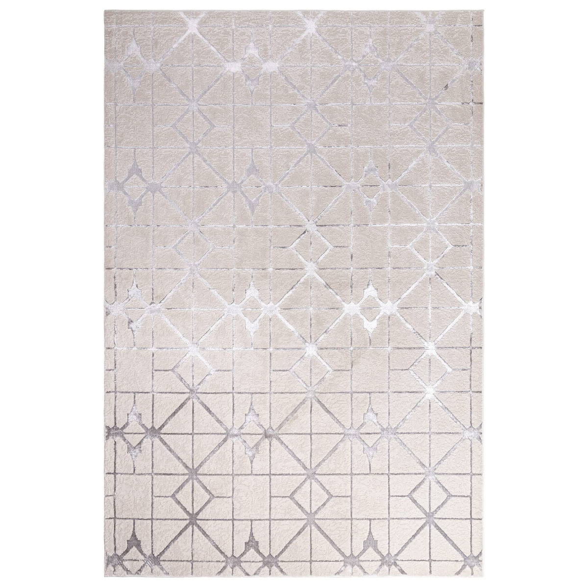 Aurora Lattice Metallic Silver Rug AU11 full size view

