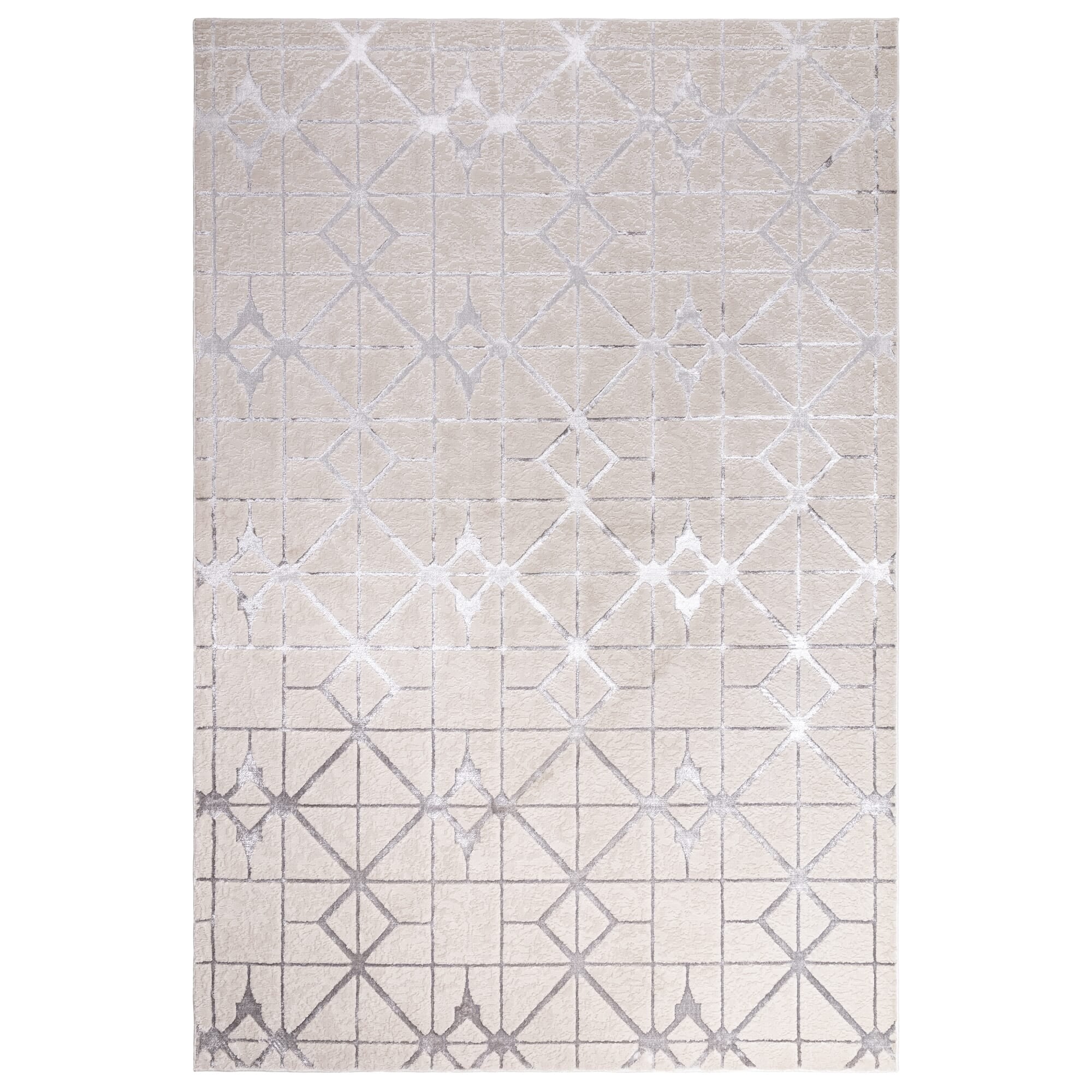 Aurora Lattice Metallic Silver Rug AU11 full size view


