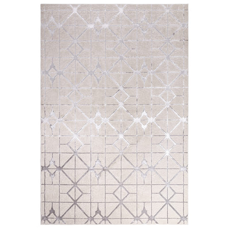 Aurora Lattice Metallic Silver Rug AU11 full size view

