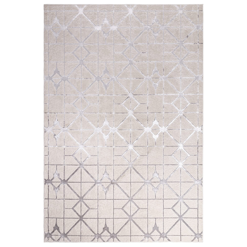 Aurora Lattice Metallic Silver Rug AU11 full size view

