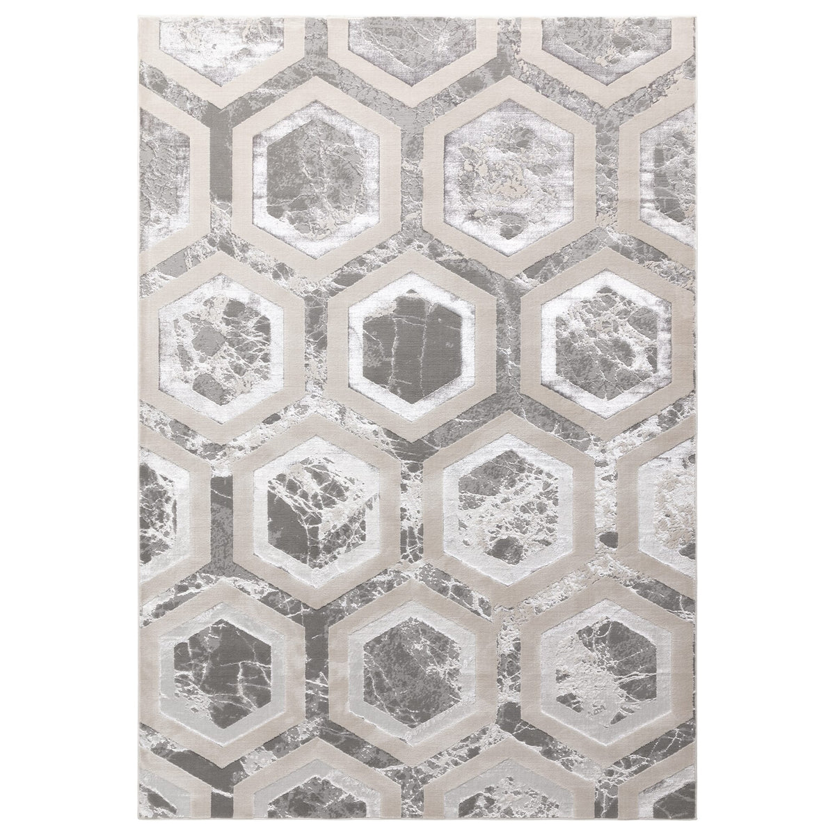 Aurora Crystal Metallic Silver Rug AU12 full size view

