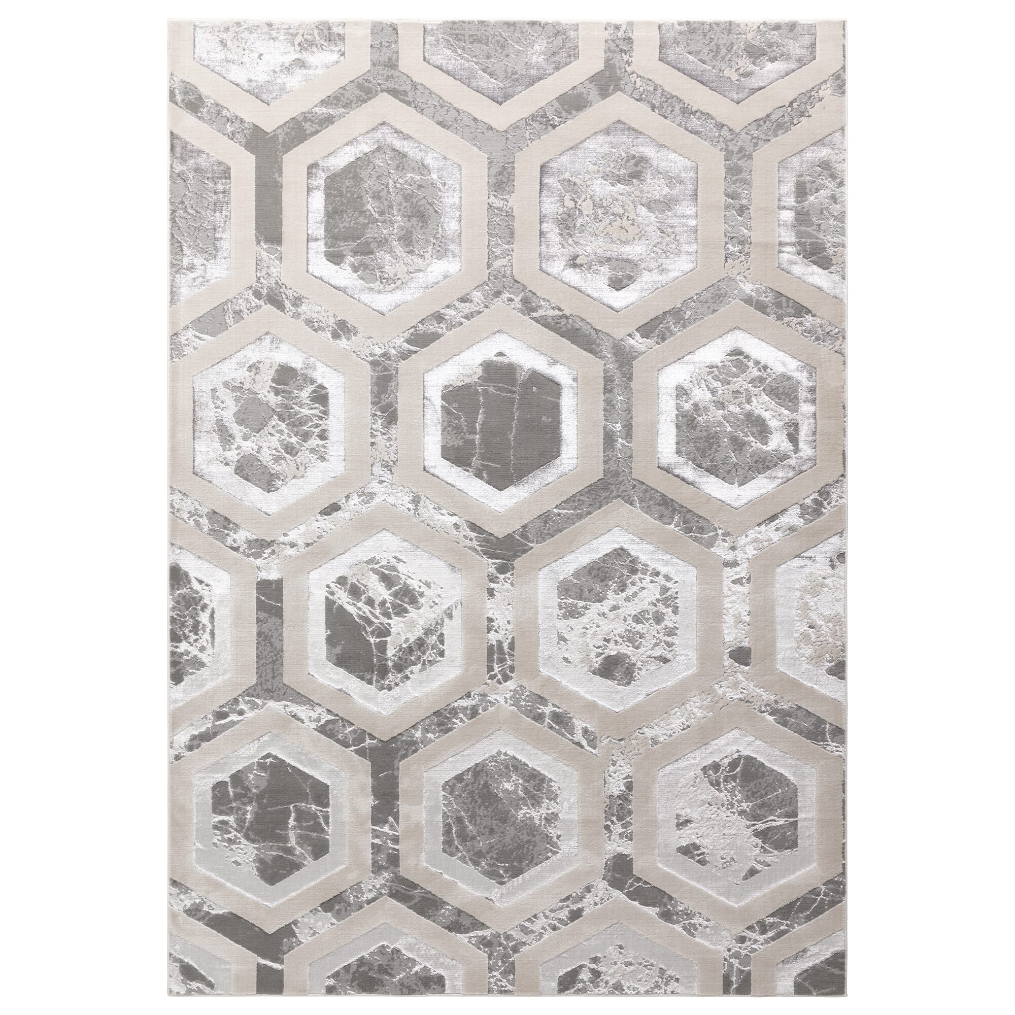 Aurora Crystal Metallic Silver Rug AU12 full size view


