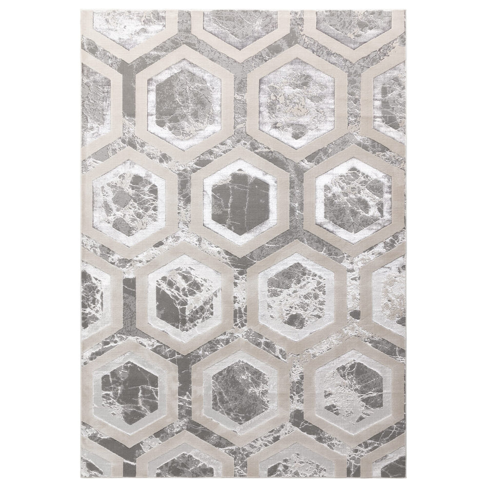 Aurora Crystal Metallic Silver Rug AU12 full size view

