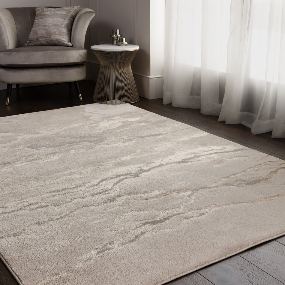 Linea Metallic Rug in modern living room

