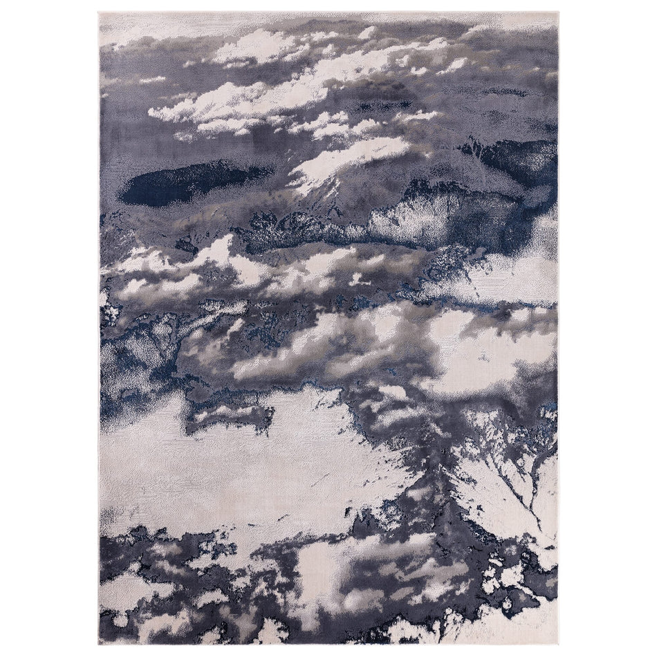Aurora Storm Metallic Blue Rug AU20 full size view

