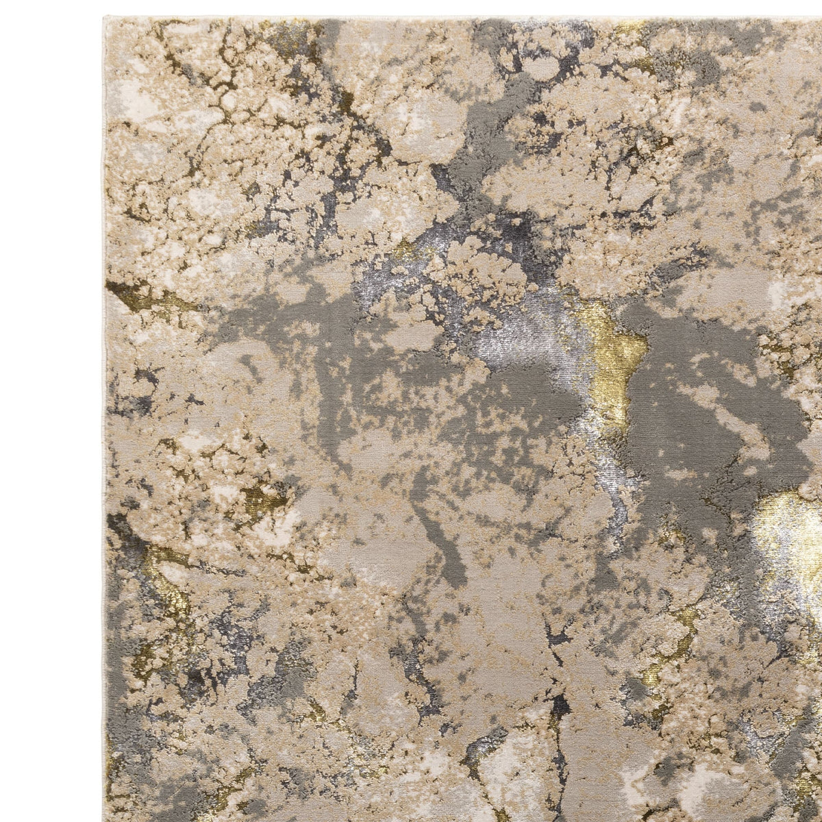 Machine woven metallic gold rug

