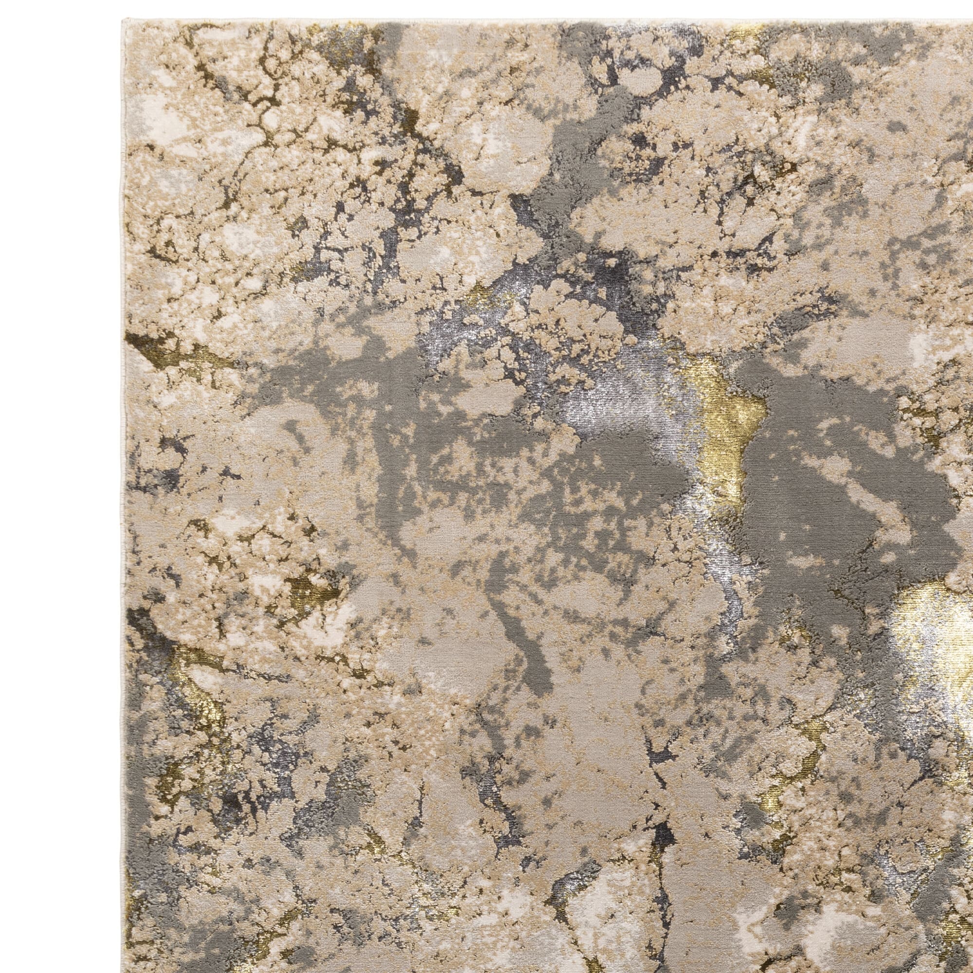 Machine woven metallic gold rug

