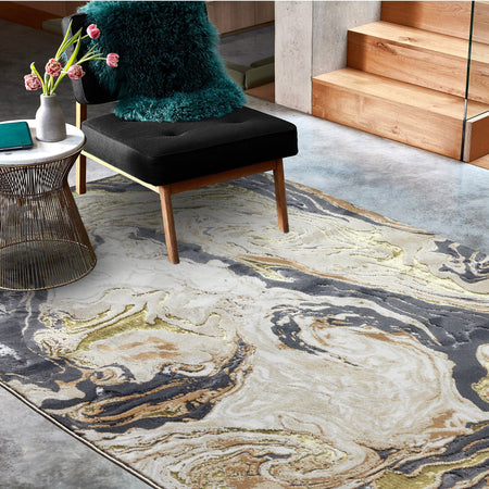 Marble Metallic Gold Rug in modern interior

