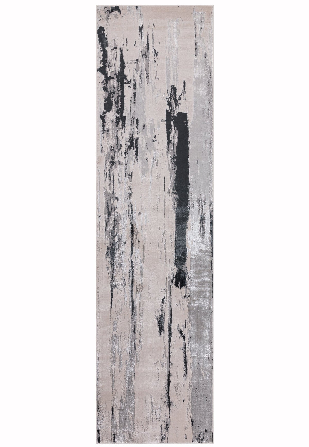 Aurora Glacier Metallic Silver Rug AU10 full size view of runner