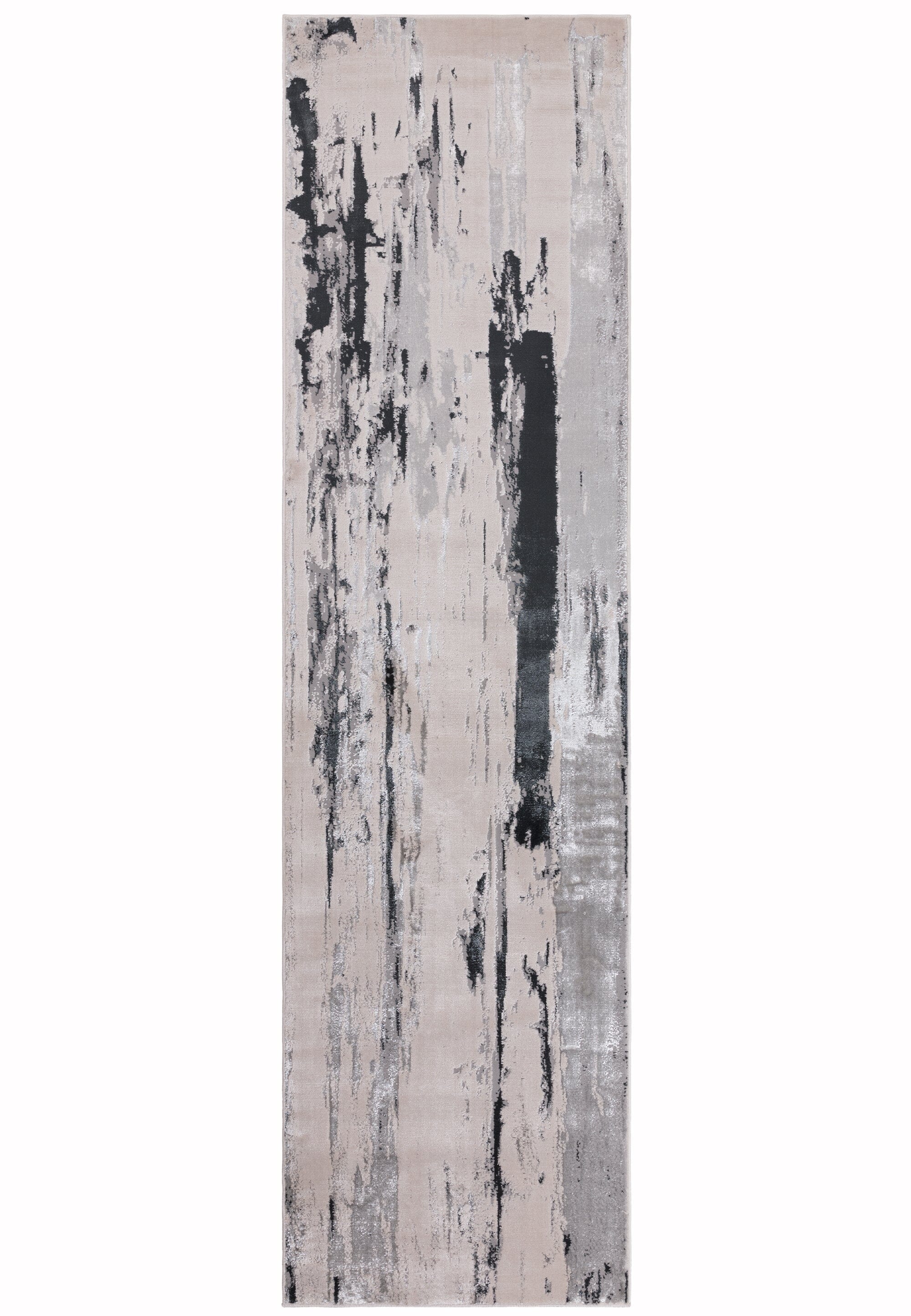 Aurora Glacier Metallic Silver Rug AU10 full size view of runner