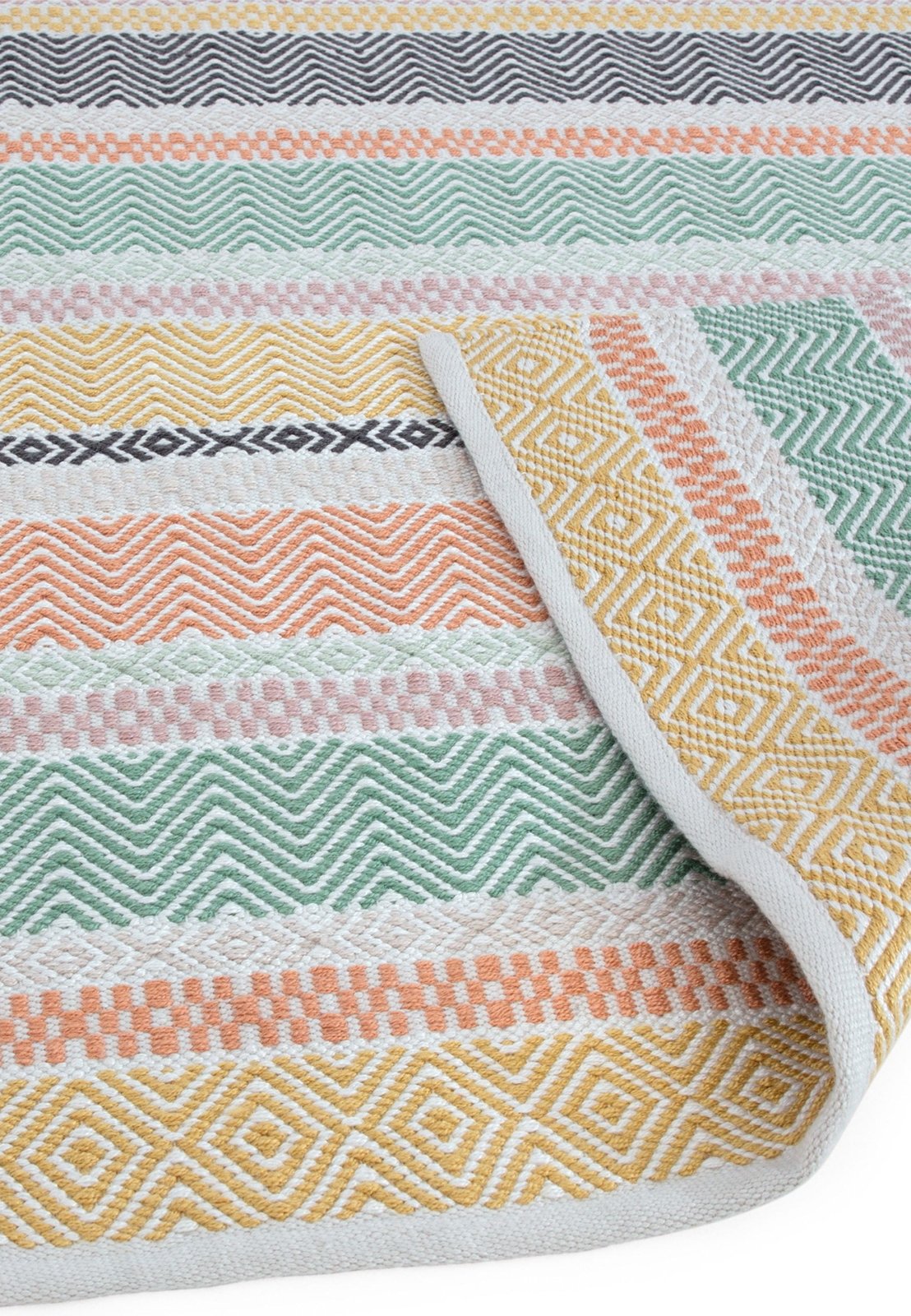 Eco-friendly rug with soft pastel stripes

